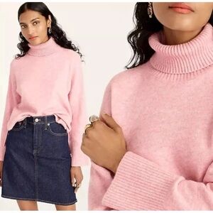 J.Crew Alpaca Merino Wool Blend Soft Pink CottageCore Turtleneck Sweater Size S